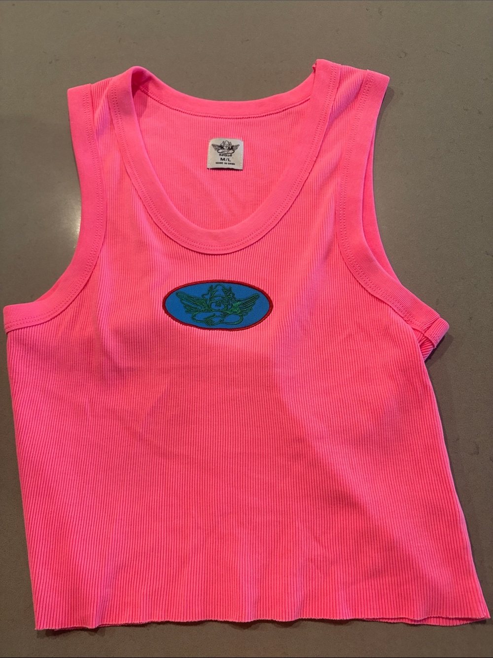 Boys Lie Pink Ribbed Tank M/L